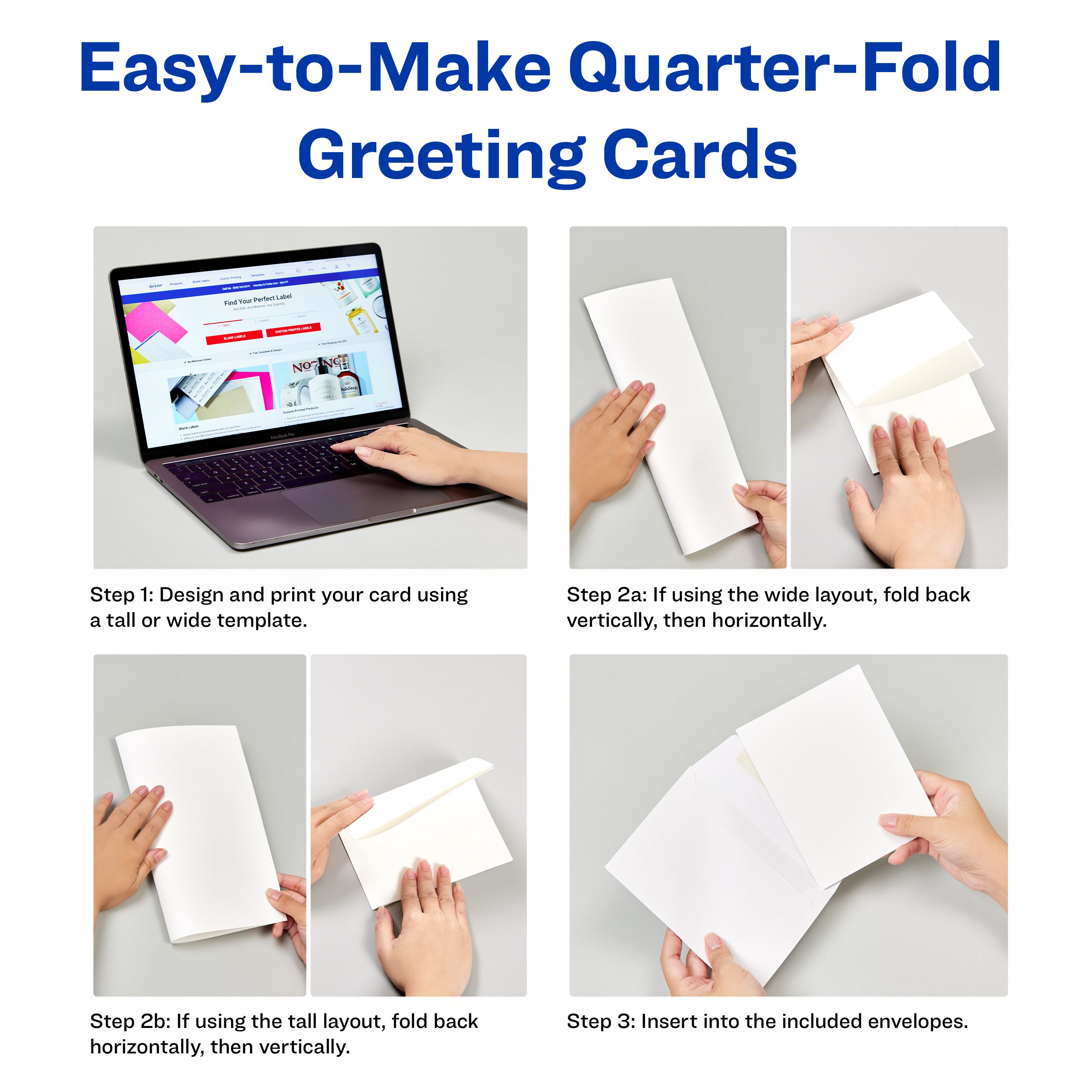Quarter-Fold Greeting Cards & Envelopes, Matte 3266 | Avery